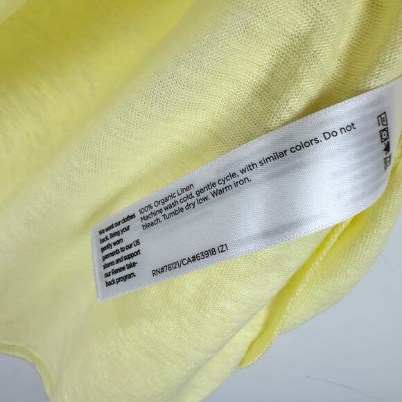 Eileen Fisher Crewneck Short Sleeve Organic Linen Tee Shirt Citrus XXS NWT - Picture 7 of 9